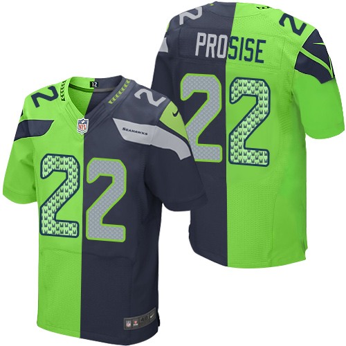 Men's Elite C. J. Prosise Nike Jersey Navy/Green - #22 Split Fashion NFL Seattle Seahawks